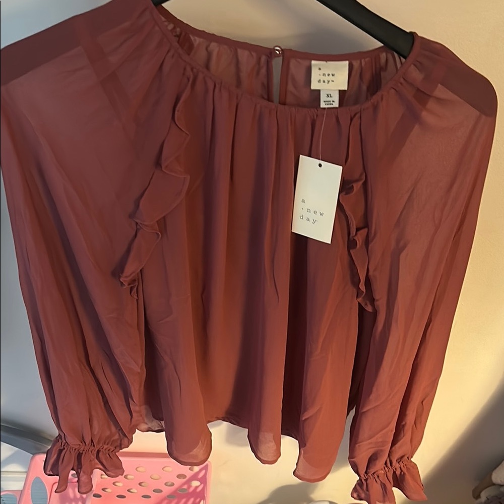 A New Day Women's Pink Ruffle Top